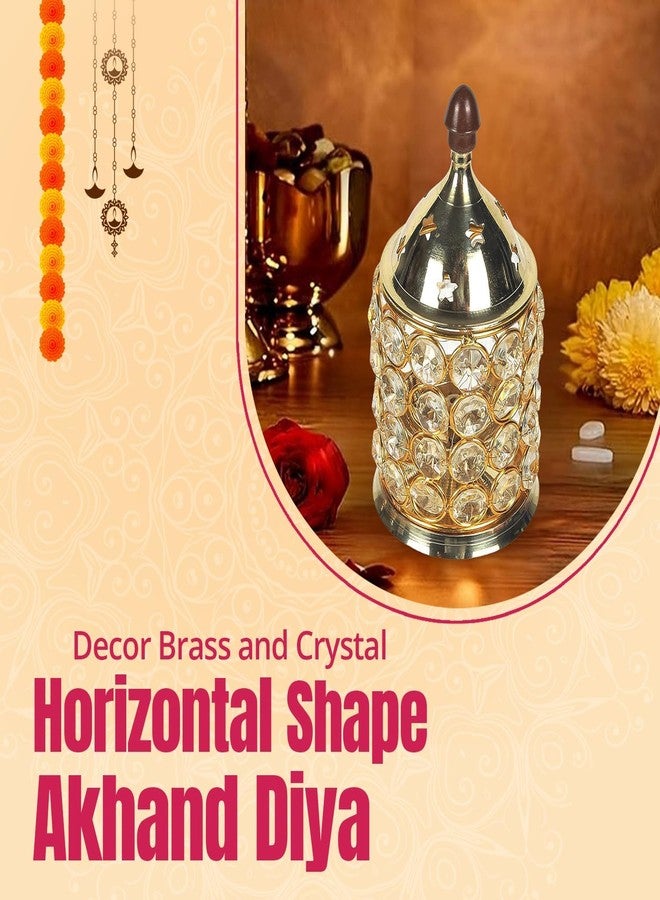 كلاسيك مصباح زيتي أفقي الشكل من النحاس والكريستال من كلاسيك ديكور، مزود بمقبض بلاستيكي، حجم صغير (عبوة من قطعة واحدة، ذهبي) - Image 4